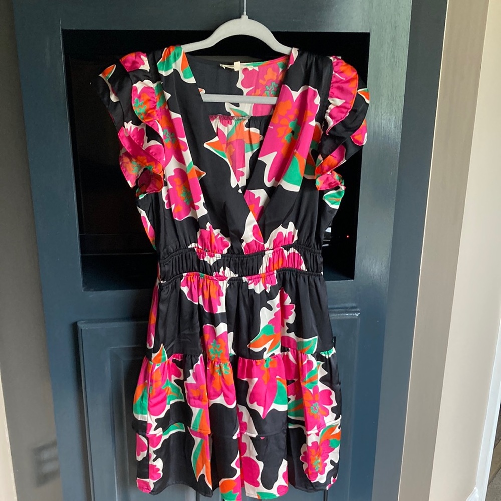 Size large, colorful mini dress worn once